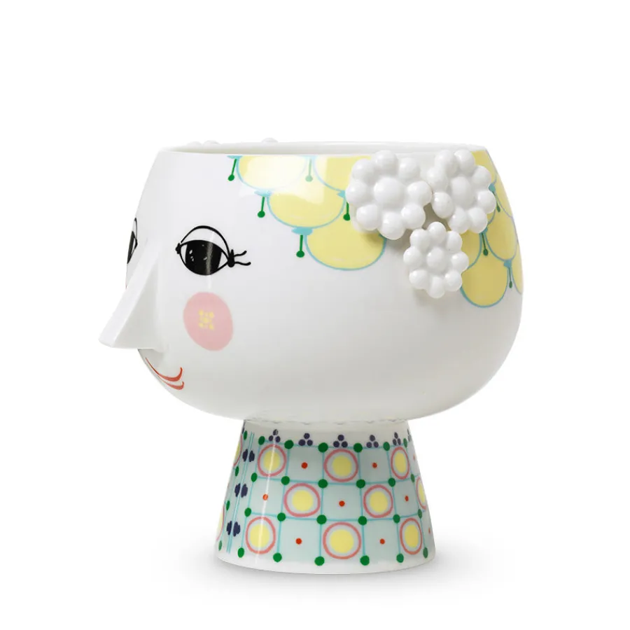 BJØRN WIINBLAD Bjørn Wiinblad Eva Potteskjuler På Fot 15,5cm Hvit m/Dekorasjon