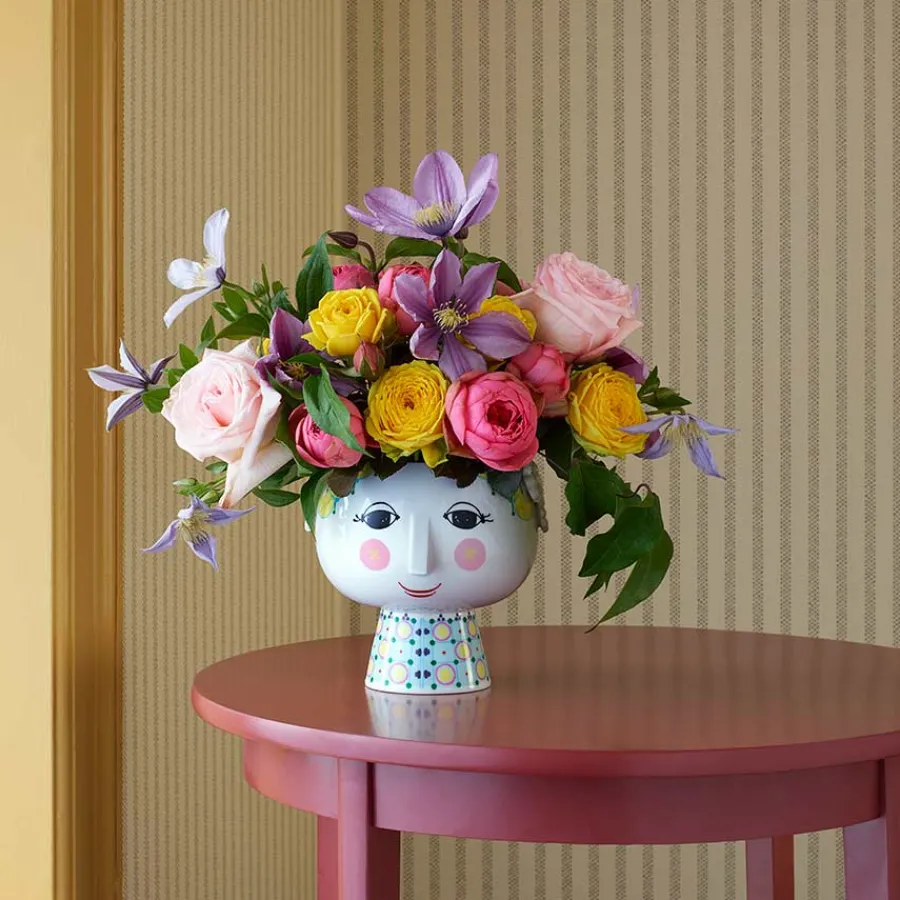 BJØRN WIINBLAD Bjørn Wiinblad Eva Potteskjuler På Fot 15,5cm Hvit m/Dekorasjon