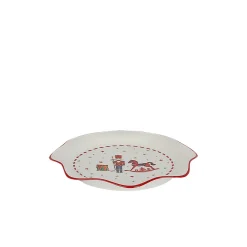 CHRISTIANIA 1739 Juletid Asjett Gyngehest Rød Bølgekant 21cm