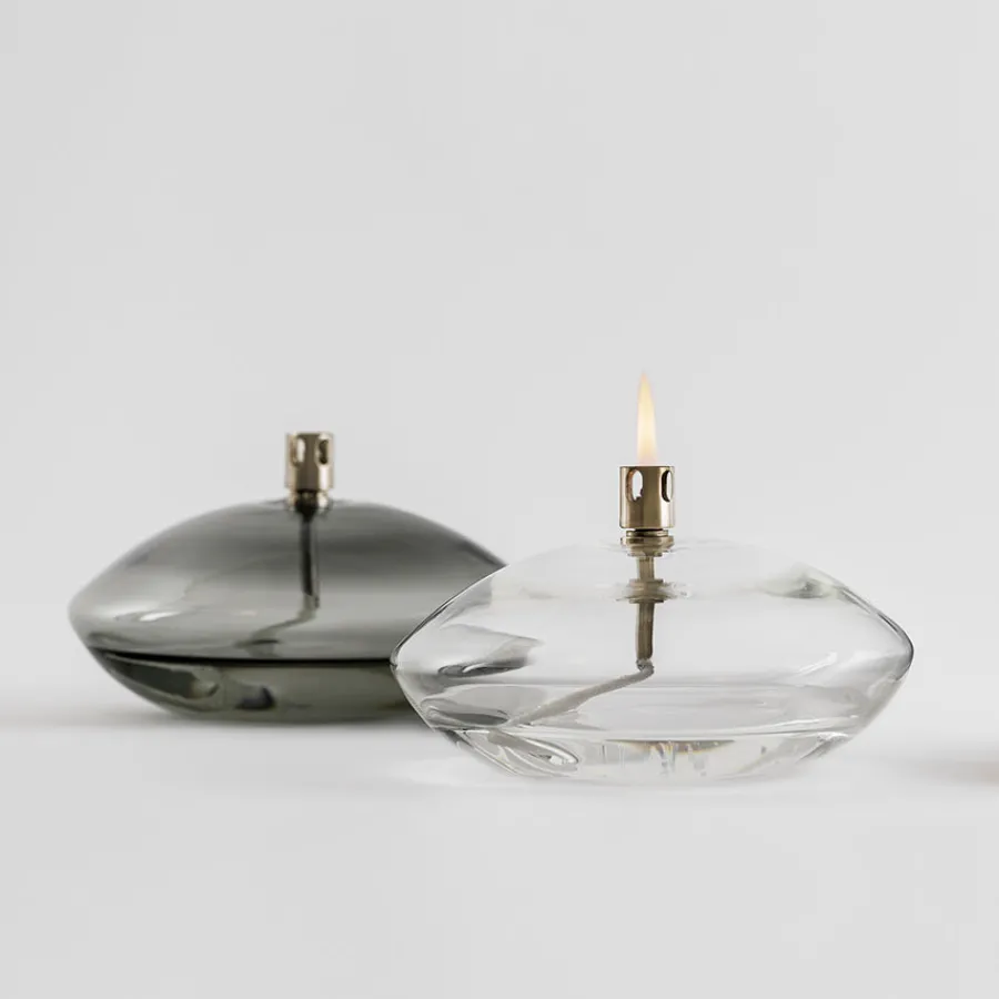 HADELAND GLASSVERK Aurora Oljelampe Røkgrå