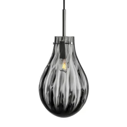 HADELAND GLASSVERK Dråpe Pendellampe Dobbeltoptikk Røkgrå