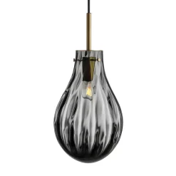 HADELAND GLASSVERK Dråpe Pendellampe Dobbeltoptikk Røkgrå