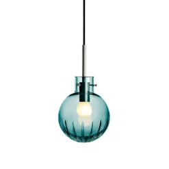 HADELAND GLASSVERK Krystallkule Taklampe Stor Stjerne Blågrønn