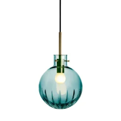 HADELAND GLASSVERK Krystallkule Taklampe Stor Stjerne Blågrønn