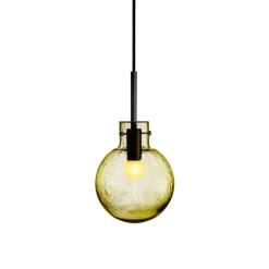 HADELAND GLASSVERK Krystallkule Taklampe Soda Oliven