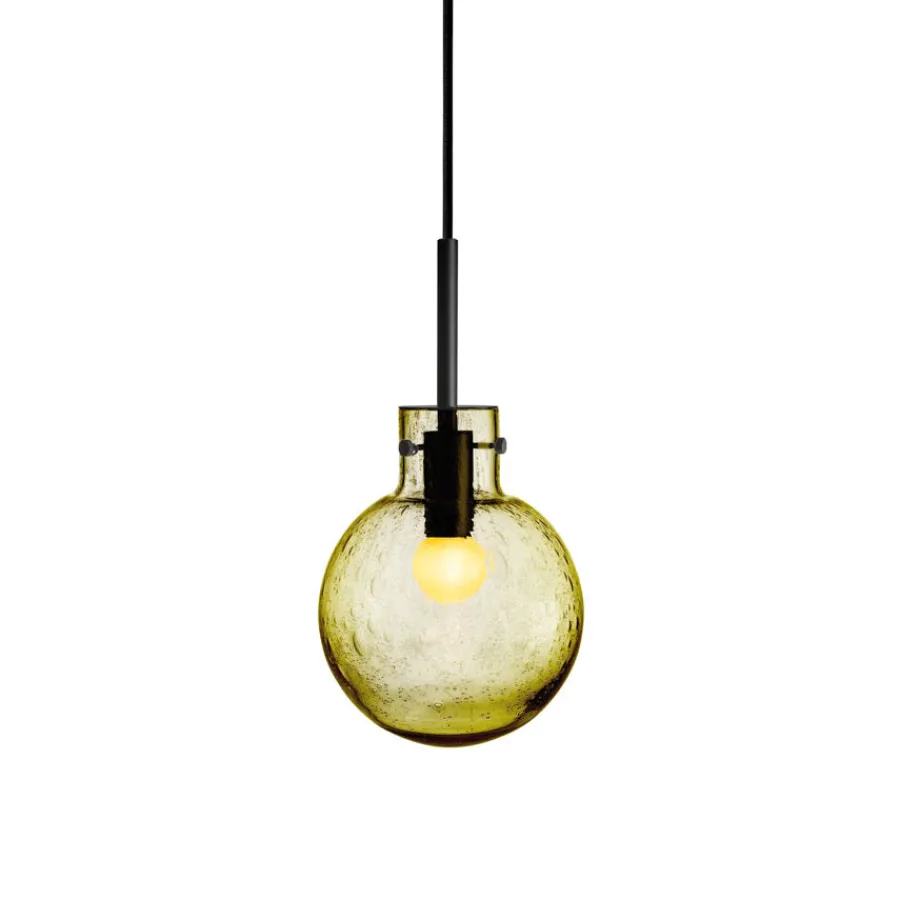 HADELAND GLASSVERK Krystallkule Taklampe Soda Oliven