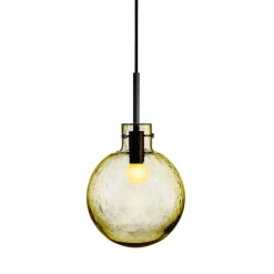 HADELAND GLASSVERK Krystallkule Taklampe Soda Oliven