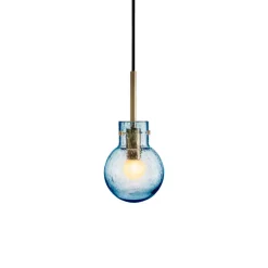 HADELAND GLASSVERK Krystallkule Taklampe Soda Stålblå
