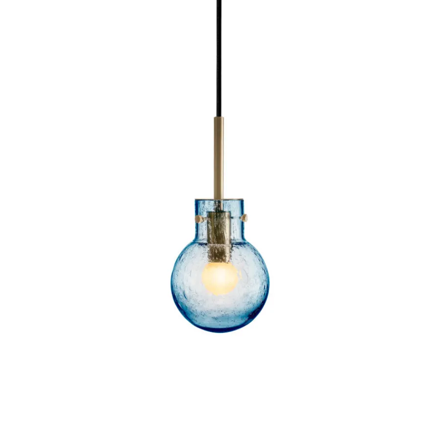 HADELAND GLASSVERK Krystallkule Taklampe Soda Stålblå