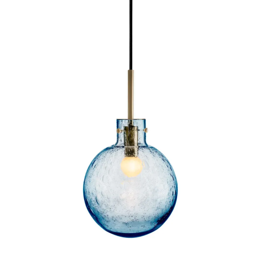 HADELAND GLASSVERK Krystallkule Taklampe Soda Stålblå