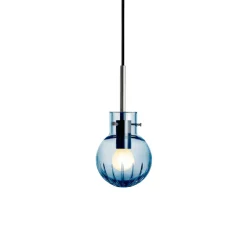 HADELAND GLASSVERK Krystallkule Taklampe Stor Stjerne Stålblå