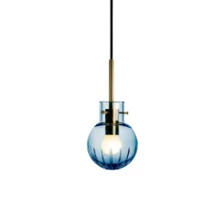 HADELAND GLASSVERK Krystallkule Taklampe Stor Stjerne Stålblå