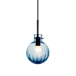 HADELAND GLASSVERK Krystallkule Taklampe Stor Stjerne Stålblå