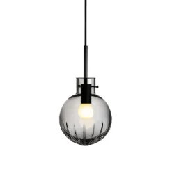 HADELAND GLASSVERK Krystallkule Taklampe Stor Stjerne Røkgrå