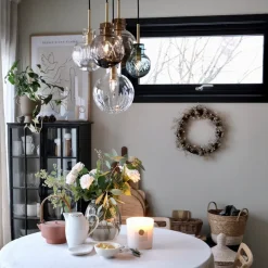 HADELAND GLASSVERK Krystallkule Taklampe