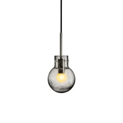 HADELAND GLASSVERK Krystallkule Taklampe Soda Røkgrå