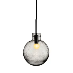 HADELAND GLASSVERK Krystallkule Taklampe Soda Røkgrå
