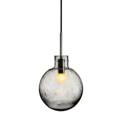HADELAND GLASSVERK Krystallkule Taklampe Soda Røkgrå