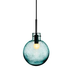 HADELAND GLASSVERK Krystallkule Taklampe Soda Blågrønn