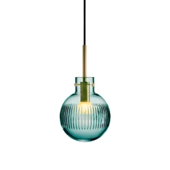 HADELAND GLASSVERK Krystallkule Taklampe Skjær Blågrønn