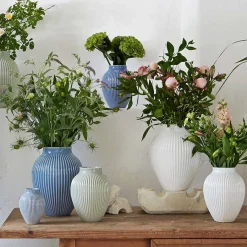 KNABSTRUP KERAMIK Vase 20cm Riflet Hvit