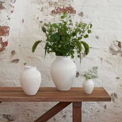 KNABSTRUP KERAMIK Vase 12,5cm Riflet Hvit