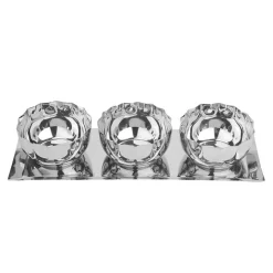 LØVE Løve Vinje Fat m/3 Skåler Rustfritt Stål 30cm Sølv