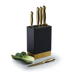 Lifetime Brands Europe ltd Masterclass Knivblokk med 5 Kniver Sort & Gull