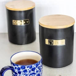 Lifetime Brands Europe ltd Masterclass Oppbevaringsboks Te 1L Sort med Bambus Lokk