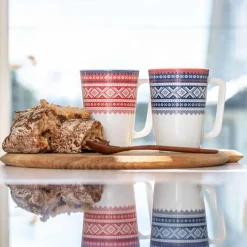 PORSGRUNDS PORSELÆNSFABRIK Porsgrunds Porselænsfabrik Marius Maud Krus 2 pk Blå/Rød m/Gave Eske