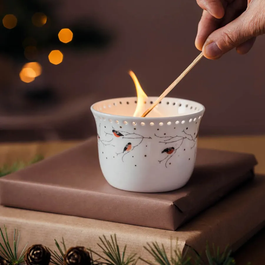 PORSGRUNDS PORSELÆNSFABRIK Porsgrunds Porselænsfabrik Dompap Telys Lykt 7 cm