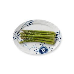 ROYAL COPENHAGEN Blå Mega Riflet Ovalt Serveringsfat 28cm