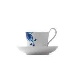 ROYAL COPENHAGEN Blå Mega Riflet Kopp 25cl m/Skål Høy