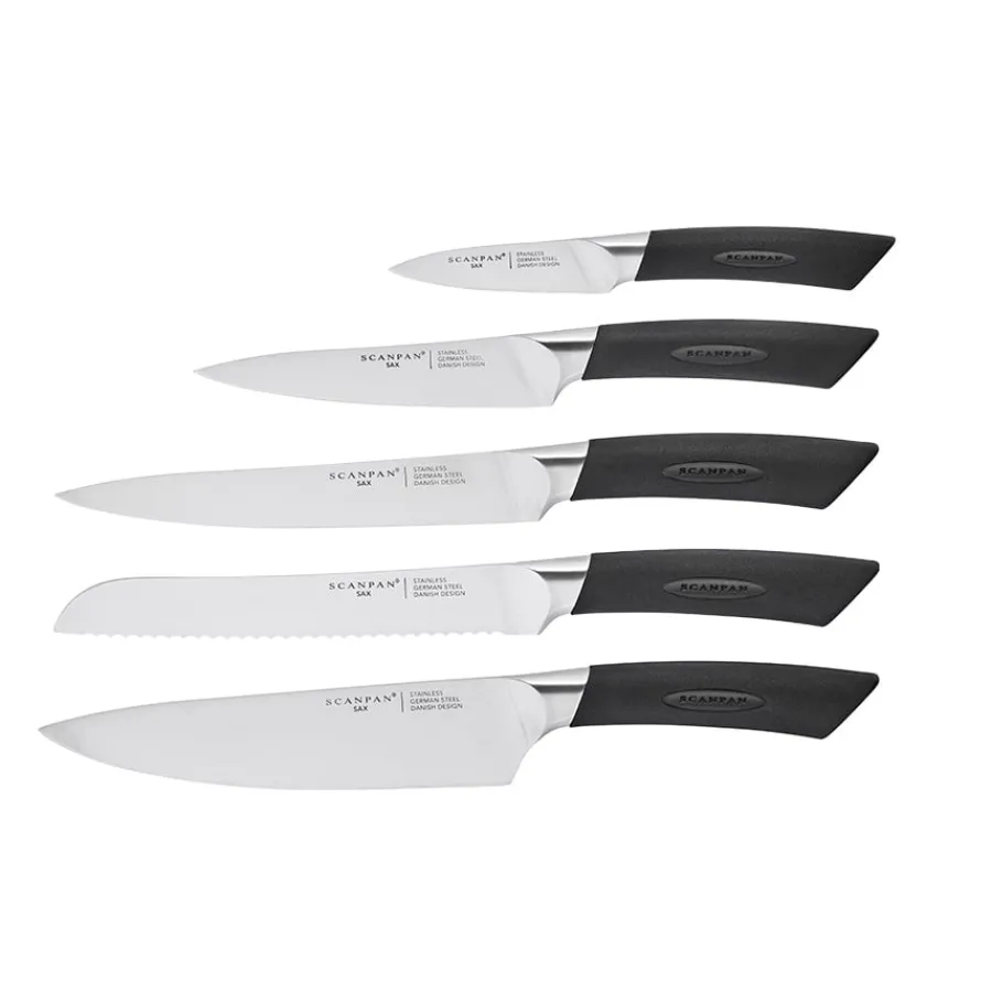 SCANPAN Sax Knivblokk Med Knivsliper & Knivsett 5 Deler