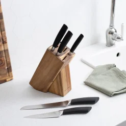 SCANPAN Sax Knivblokk Med Knivsliper & Knivsett 5 Deler