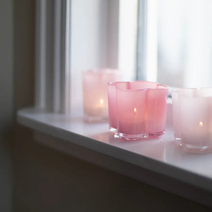 SEASONS Love Collection Lyslykt Blomst 8x8,5cm Mørk Rosa