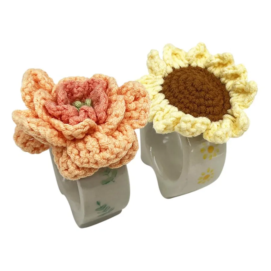 SEASONS Summer Collection Serviettring Porselen m/Heklet Blomst 2pk Gu