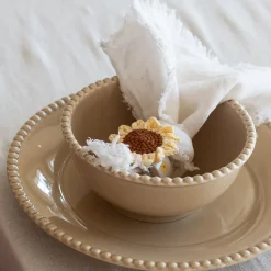 SEASONS Summer Collection Serviettring Porselen m/Heklet Blomst 2pk Gu