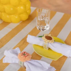 SEASONS Summer Collection Serviettring Porselen m/Heklet Blomst 2pk Gu