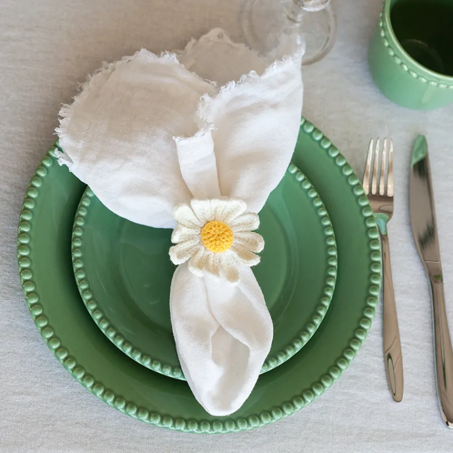 SEASONS Summer Collection Serviettring Porselen m/Heklet Blomst 2pk Hv