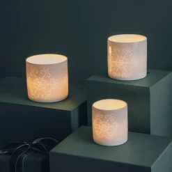 PORSGRUNDS PORSELÆNSFABRIK Snøfnugg Lyslykter 3pk 8, 10, 12cm