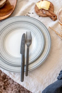 PORSGRUNDS PORSELÆNSFABRIK TALLERKEN FLAT 22 CM GRÅ - 4PK